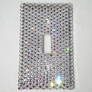 Strass BLING Einzelner Lichtschalter Abdeckplatte aus Swarovski Kristallen - Bild 1 von 1