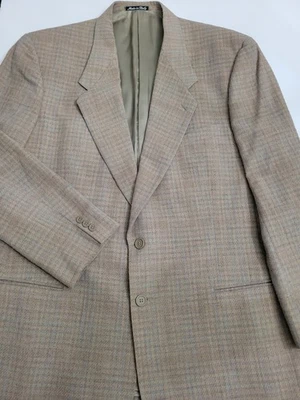 Giorgio Armani Le Collezioni 44L Cuadros Marrón Gris Verde Traje Chaqueta Abrigo Deportivo Foto 1 de 4