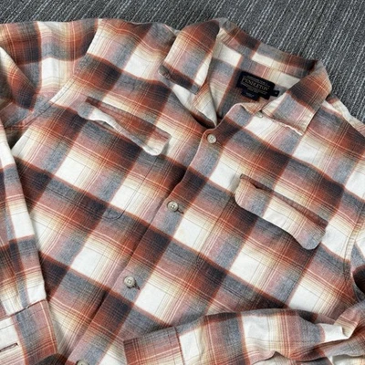 Pendleton Franela Hombre Talla M Naranja Quemado y Azul Abotonado Foto 1 de 4