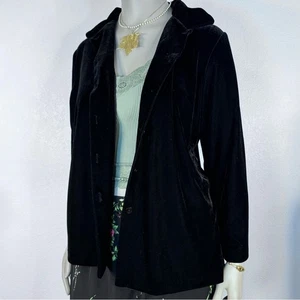 Chaqueta Camisa Negra Gótica Cachicha Terciopelo Años 90 De Colección Talla Grande Vacaciones Pequeña - Imagen 1 de 7