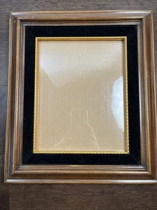 Vintage Samt & Holz Bilderrahmen MCM Mid Century fasst 8x10 - Bild 1 von 5
