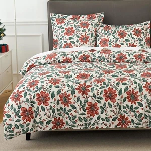 Holiday King Size Duvet Cover Set - 104"x90" Cover + 2 Shams, 100% Cotton Bed... - Picture 1 of 7
