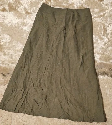 NUEVO CON ETIQUETAS Falda East 5th Mujer Talla 10~ Verde Oliva Mezcla de Lino Ligera Oficina Foto 1 de 4