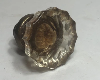 Maçaneta de porta de vidro antiga pequena tonalidade rosa 2” extravagante  - Imagem 1 de 4