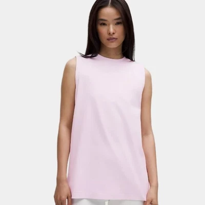全新带标签 Lululemon All Yours 有机棉背心 M 码粉色 Organza 弹力柔软 — 第 1/4 张图片