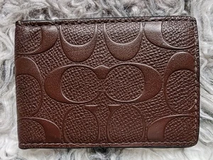 COACH Leather ID/CREDIT CARD HOLDER Mini Wallet MEN'S Card Case⭐4 Compartments⭐ - Picture 1 of 9