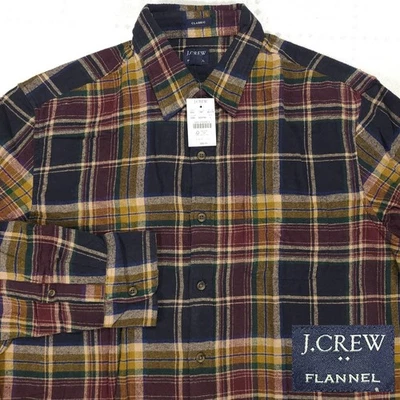 Camisa J Crew Para Hombres Manga Larga Franela Abotonada L Grande Calce Clásico NUEVA #N86 Foto 1 de 4