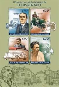 Niger - 2014 Louis Renault 70th Anniversary - 4 Stamp Sheet - 14A-393 - Picture 1 of 1