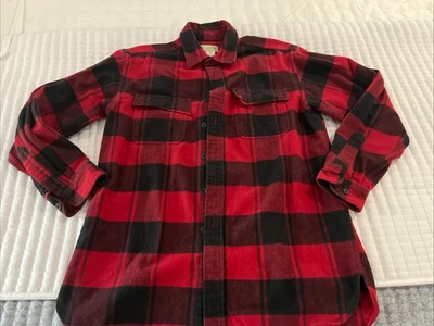 Camisa a Cuadros Para Hombre LL Bean Ajuste Tradicional Franela Roja Negra Talla Grande Foto 1 de 4