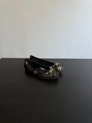 Zapatos planos de ballet Gucci Horsebit de bambú para mujer arte floral negros talla 37 C Foto 1 de 4