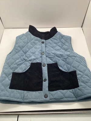 Dama Chaleco Acolchado Cuello Soporte Chaleco Acolchado Sin Mangas Bolsillos Azul/Negro TALLA SM Foto 1 de 4