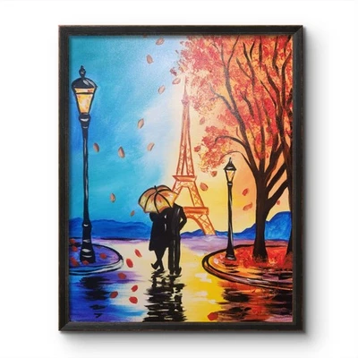 爱之城 16x20 丙烯酸绘画浪漫巴黎埃菲尔铁塔艺术 — 第 1/4 张图片