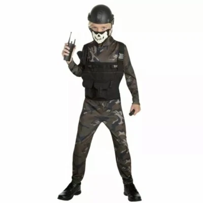 Skull Commando Soldier 5 Piece Halloween BOYS Costume Size SMALL (4-6) New - Image 1 of 4