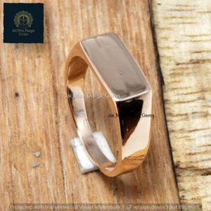 Rectangle Signet Ring, Pure Copper Ring, Flat Copper Signet Band Unisex Jewelry - Picture 1 of 5