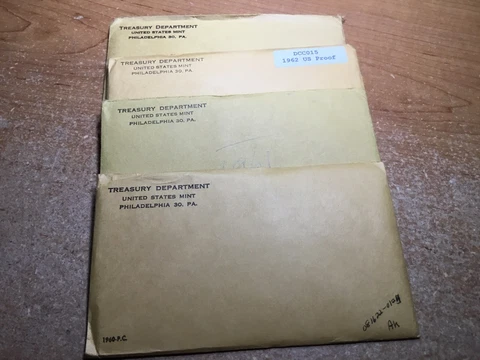 1960 thru 1964-- 4 Proof Sets-Original Envelope/Sealed Cello-4 Sets-081622-0124 Cover