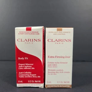 0.1+0.2 oz Samples Clarins Extra-Firming Jour & Body Fit Anti-Cellulite Creams - Picture 1 of 6