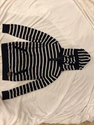 Suéter con capucha H&M azul/blanco a rayas bolsillo frontal talla 8/10 para niños Foto 1 de 4