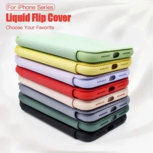 Custodia in silicone per iPhone 16 15 Pro Max 14 13 pelle custodia per carte protezione flip case - Foto 1 di 20