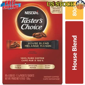 Instant Coffee Stick Packs 80 Count Medium Light Roast Smooth Mild Flavor Mild - Picture 1 of 7