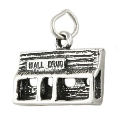 Wall Drug Store South Dakota 925 Solid Sterling Silver Charm Pendant MADE IN USA - Image 1 of 4