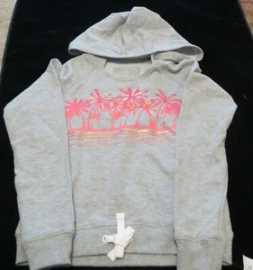 Girls PS AEROPOSTALE Gray with PINK Palm Trees Hoodie Jacket MSRP $39 - Picture 1 of 2