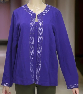 Quacker Factory Women's Tank Attached Cardigan Long Sleeve Purple Size L - Image 1 of 4