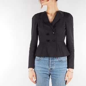 GUCCI Vintage 2007 Women Black Polycotton Corset Design Short Blazer Jacket IT40 - Picture 1 of 12