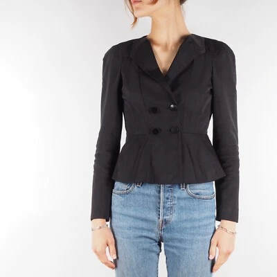 Chaqueta Blazer Corta GUCCI Vintage 2007 Mujer Negro Polialgodón Diseño Corsé IT40 Foto 1 de 4