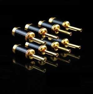 8pcs Gold Plated Brass Connector Carbon Fiber Banana Plug for HiFi Audio Cable - Picture 1 of 10