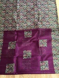 INDIA BHAGALPURI Art silk saree PURPLE Green FLORAL Unstitched Blouse USA SELLER - Picture 1 of 8