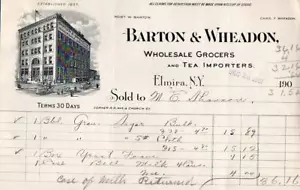 1903 ELMIRA NEW YORK * BARTON & WHEADON * GROSSHANDEL LEBENSMITTELHÄNDLER & TEEIMPORTEURE * BILLHEAD - Bild 1 von 1
