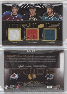 2009-10 Upper Deck UD Black Trios /50 Joe Sakic Thornton Jonathan Toews HOF