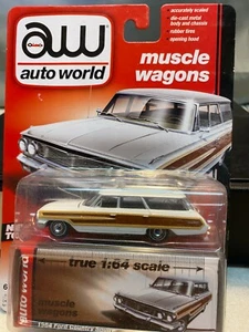 1/64 AUTO WORLD MUSCLE WAGONS 1964 FORD COUNTRY SQUIRE WAGON WHITE - Picture 1 of 2