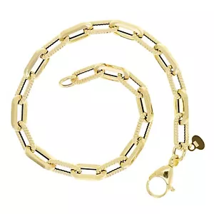 Bracciale maglia fermacarte italiano oro giallo 14 kt tinta unita e torsione 7,5" 5mm 3,1 grammi - Foto 1 di 4