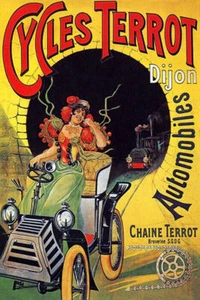 CYCLES TERROT DIJON AUTOMOBILES TUNNEL CAR TRAIN FRENCH VINTAGE POSTER REPRO - Picture 1 of 3