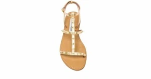 STEVE MADDEN GREENIE T-Strap Sandals Shoes Gold Rockstud 5.5M NEW NO BOX - Picture 1 of 4