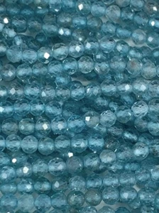AAA+ Genuine Natural Blue transparent Apatite Faceted Round Beads 15.5" Strand - Picture 1 of 10