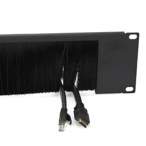 Gestion des câbles de plaque de brosse demi-cadre 2U pour rack d'armoire de données 19 pouces noir - Photo 1/6