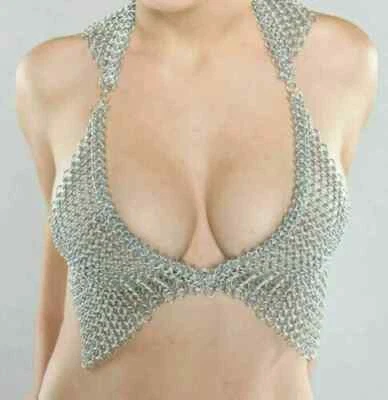 Butted 10 mm Aluminum Chainmail Bra Swimming Bikini Style Sexy Girl Halloween - Image 1 of 4