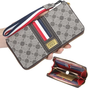 Women's Leather Wallet Clutch Phone Card Holder Zip Purse Large Capacity Handbag - Picture 1 of 18