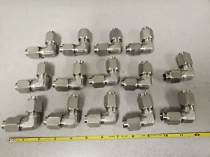 Male Union Elbow 90° 1/2" Male JIC/AN Stainless Steel w/ nuts /sleeves 14pc lot - Picture 1 of 6
