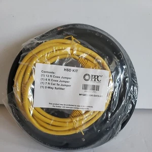 PPC HSD KIT 2 Coax Jumpers 1 Cat 5E Jumper, 1 2-Way Splitter CH-SIK-DATA-02 New - Picture 1 of 4