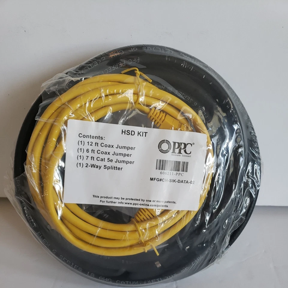 PPC HSD KIT 2 Coax Jumpers 1 Cat 5E Jumper, 1 2-Way Splitter  CH-SIK-DATA-02 New - Image 1 of 4