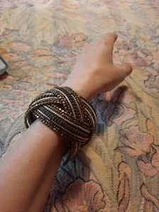 Bracciale Alla Schiava Colore D'Orato, Bronzo, Argentato. Nuovo. Buona Fatture - Foto 1 di 9