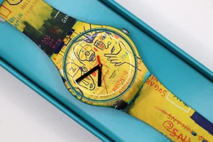 New Swiss Swatch HOLLYWOOD AFRICANS BY JM BASQUIAT 41MM Art Journey SUOZ354 Orig - Picture 1 of 10