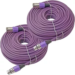 2 MALE to FEMALE 3pin XLR cables for powered speakers 100ft 30m meter lead PAIR - Picture 1 of 1