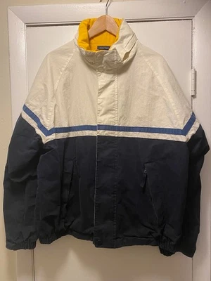 Chaqueta de Vela Nautica De Colección Para Hombre XL Blanca Azul Marino Amarillo Cortavientos Años 90 Foto 1 de 4