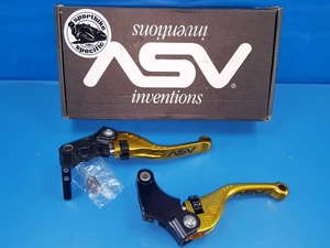 GSXR1000/750/600 2005-24/GSX-S1000 15-20 ASV F3 Clutch & Brake Levers Gold Short - Picture 1 of 11