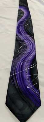 Corbata de diseñador J.Garcia Wetlands II Collection Sixty 60" 100 % seda púrpura y negro Foto 1 de 4