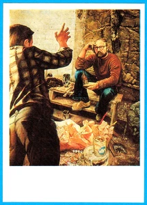 Estonia artist Miljard Kilk  Russian postcard PAINTER AND SCULPTOR IN WORKSHOP - Picture 1 of 2